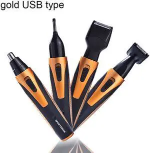 SPORTSMAN Four-in-one USB Rechargeable Ear Nose Trimmer Beard Face Shaver Eyebrows Hair Trimmer For Men(gold USB type)
