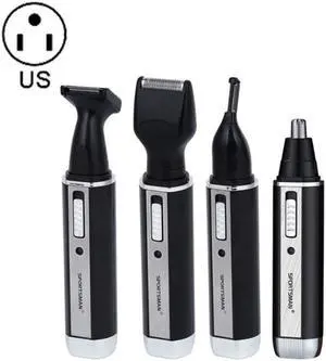 SPORTSMAN Four-in-one Rechargeable Ear Nose Trimmer Electric Shaver Beard Face Eyebrows Hair Trimmer For Men, US Plug(Black, 110V)