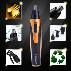 SPORTSMAN Four-in-one Electric Rechargeable Ear Nose Trimmer Beard Face Shaver Eyebrows Hair Trimmer For Men, US Plug(gold 110v)
