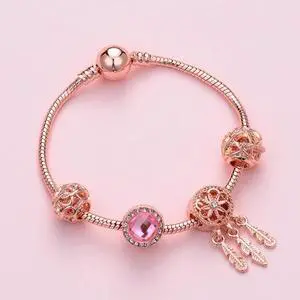 SL136 20cm Women Rose Gold Beaded Bracelet SL136 20cm SL136 20cm Women Rose Gold Beaded Bracelet SL136 20cm