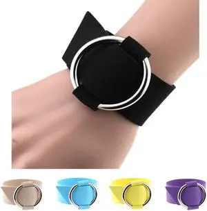2 PCS European and American Simple Round Velvet Bracelet Fashion Metal Wristband Bracelet, Random Color Delivery
