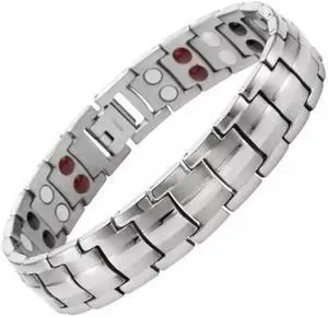 Double Row Magnet Magnetic Therapy Bracelet For Men, Colour: White White