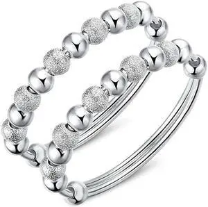 2 PCS Ladies Round Transfer Beads Vera Bracelet (Silver) 2 PCS Ladies Round Transfer Beads Vera Bracelet (Silver)