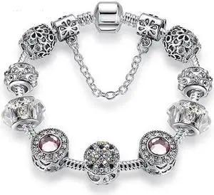 Women Fashion Simple Panjia Opal Crystal Alloy Bracelet 18cm (Silver)