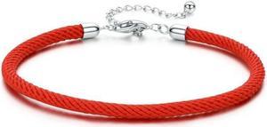 Red Rope Sterling Silver Interface Red Braided Bracelet S925 Silver Bracelet SCB166