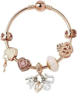 MGZ03 Rose Gold Love Heart Lock Decorative Bracelet, Length: 20cm 20cm