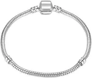 Silver Snake Chain Link Bracelet, Length:19cm (Silver Plated)