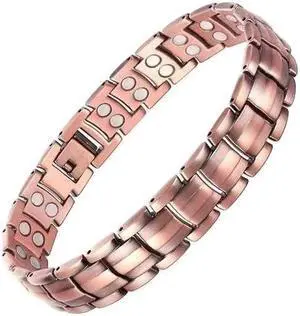 Double Row Magnet Magnetic Therapy Bracelet For Men, Colour: Bronze Full Magnet Bronze Full Magnet