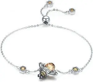 Little Bee Sterling Silver Ladies Bracelet S925 Inlaid Zircon Ladies Bracelet