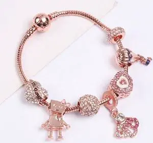 SL124 20cm Women Rose Gold Beaded Bracelet SL124 20cm