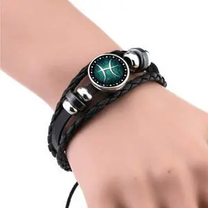 European and American Hand-knitted Beaded Retro DIY Bracelet Capricorn Constellation Leather Punk Fashion Bracelet (Style 7)