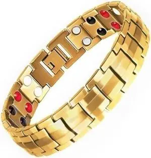 Double Row Magnet Magnetic Therapy Bracelet For Men, Colour: Gold Gold
