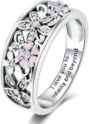 Fashion 925 Sterling Silver Daisy Flower Finger Rings for Women Wedding Engagement Jewelry 9