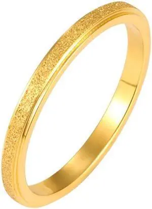 Three Lifetimes Titanium Steel Couple Rings Very Fine Frosted Ring, Size: US Size 10 US Size 10 (Golden)