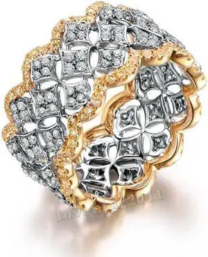 Plated Color Micro Set Ring Luxury Diamond Gold Wedding ring Size:8