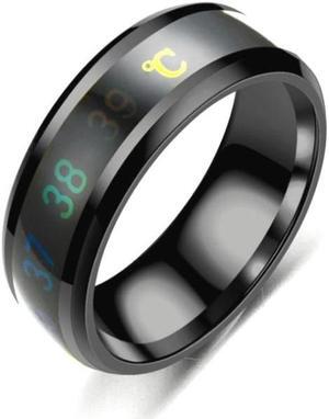 Smart Temperature Ring Stainless Steel Personalized Temperature Display Couple Ring, Size: 7 7 (Black)