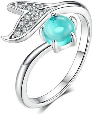 Mermaid Tears Open Ring S925 Sterling Silver and Platinum Plated Ring SCR515