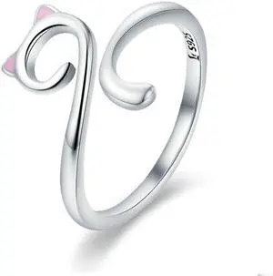 Cat Love Girl Ring S925 Sterling Silver Open Ring SCR341