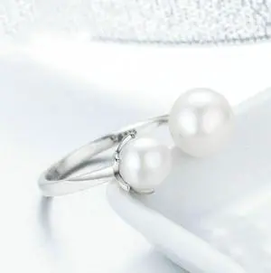 S925 Sterling Silver Ring Female Pearl Open Ring SCR192