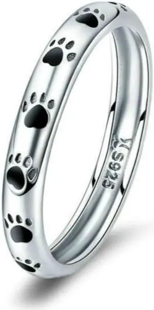 Pet Footprint Ring S925 Sterling Silver Oil Drop Ring 8