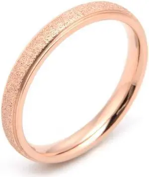 Three Lifetimes Titanium Steel Couple Rings Very Fine Frosted Ring, Size: US Size 6 US Size 6 (Rose Gold)
