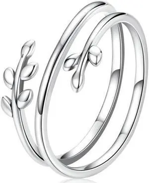 S925 Sterling Silver Multi-loop Wicker Women Open Ring Wicker