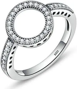S925 Sterling Silver Womens Inlaid Ring 6