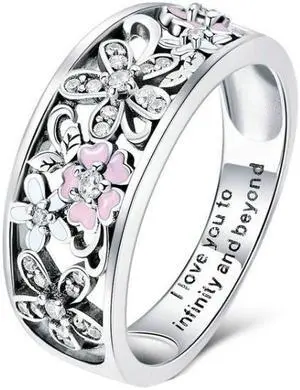 Fashion 925 Sterling Silver Daisy Flower Finger Rings for Women Wedding Engagement Jewelry 8