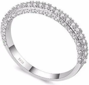Double Row For Women Fashion Cubic Zirconia Wedding Engagement ring 9 (White Gold Deputy Ring)