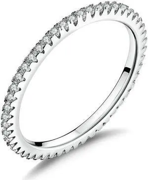 S925 Sterling Silver Ladies Fashion Ring Diamond Simple Ring 9