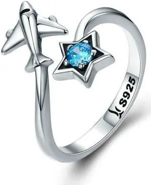 S925 Sterling Silver Ring Interstellar Journey Open Female Ring SCR322