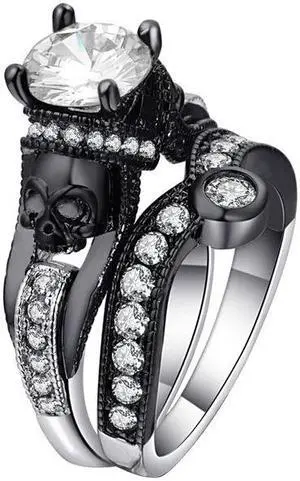Skull Ring Punk Style Fashion Jewelry 7 (White)