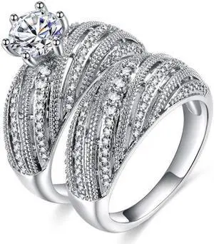Women Vintage Diamond Wedding Ring, Size:9 9