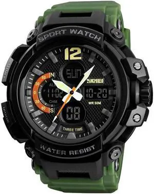 SKMEI 1343 Men Outdoor Sports Waterproof Watch Student Digital Watch (ArmyGreen)