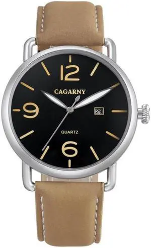 CAGARNY 6815 Living Waterproof Round Dial Quartz Movement Alloy Case Fashion Watch Quartz Watches with Leather Band (Style 2)