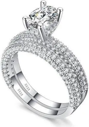 Double Row For Women Fashion Cubic Zirconia Wedding Engagement ring 6