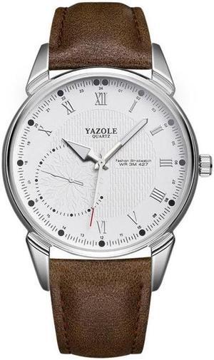 YAZOLE 427 Men Fashion Business PU Leather Band Quartz Wrist Watch, Luminous Points (Style 4)