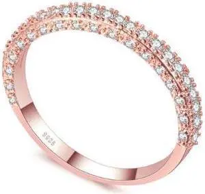 Double Row For Women Fashion Cubic Zirconia Wedding Engagement ring 8 (Rose Gold Deputy Ring)