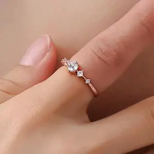 Fashion Women Vintage with Diamond Metal Ring 9 (White)