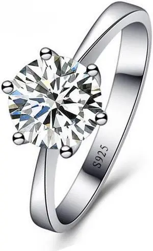 925 Sterling Silver Woman CZ Crystal Wedding Engagement Finger Rings Super Shinning Cubic Zirconia Fine Jewelry