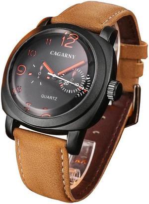 CAGARNY 6833 Fashionable Five Needles Quartz Sport Wrist Watch with Leather Band for Men(Red Scale)