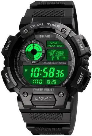SKMEI 1723 Dual Time LED Digital Display Timing Luminous Electronic Watch (Black)