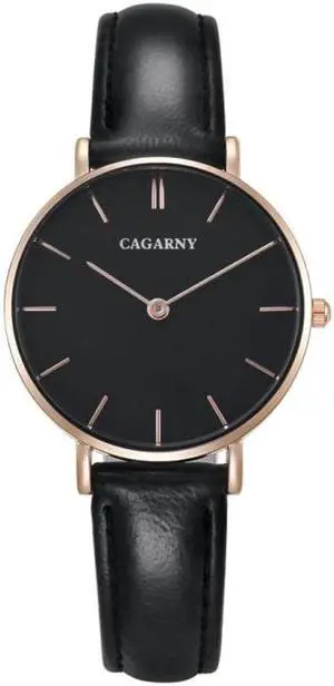 CAGARNY 6872 Living Waterproof Round Dial Quartz Movement Alloy Gold Case Fashion Watch Quartz Watches with Leather Band (Gold)