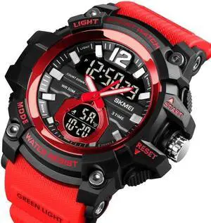 SKMEI 1725 Three Time LED Digital Display Timing Luminous Electronic Watch (Red)