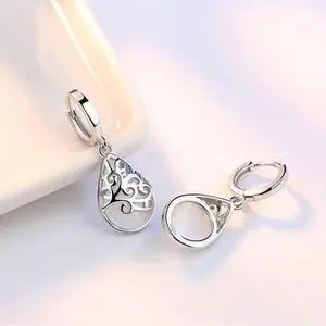 925 Sterling Silver Moonlight Opal Tears Totem Drop Earrings (white) White
