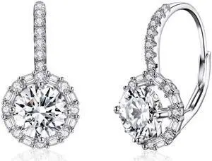 925 Sterling Silver Zircon Round Drop Earrings SCE508