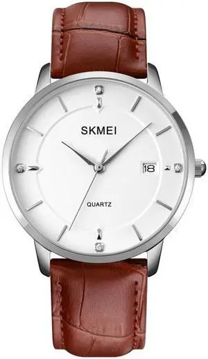SKMEI 1801 Men Casual Calendar Quartz Watch(Gold and White) (Silver White Brown)