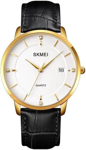SKMEI 1801 Men Casual Calendar Quartz Watch(Gold and White) (Gold and White)
