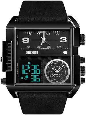 SKMEI 1391 Multifunctional Men Business Digital Watch 30m Waterproof Square Dial Wrist Watch with Leather Watchband (Black) SKMEI 1391 Multifunctional Men Business Digital Watch 30m Waterproof Square Dial Wrist Watch with Leather Watchband (Black)