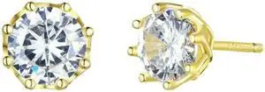 Sterling Silver Zircon Earrings S925 Sterling Silver Gold-plated Earrings SCE499-B